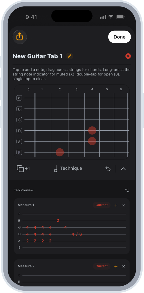 Astren app guitar tab view